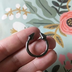 Black gunmetal spike punk ring